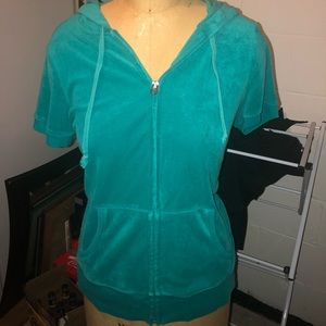 Terry cloth short sleeved hoodie